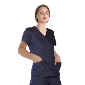 155 GSM Women Polyester Spandex Short Sleeves Scrubs Medical Uniform