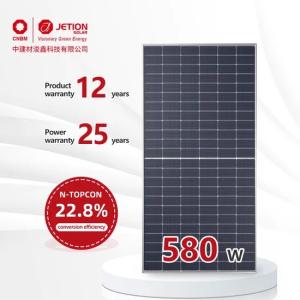 China Panneau solaire monocristallin 580W 42 Volts avec boîtier de jonction IP68 et conception compacte pour un rendement élevé supplier