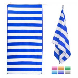 China Recycled Blue And White Striped Resort Beach Towels Quick Dry supplier
