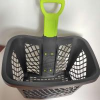 China 43L Capacity Supermarket Telescopic Handle Plastic Shopping Baskets With Wheels on sale
