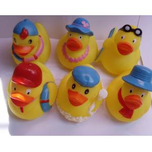 Mini Yellow Bathtub Weighted Squeezing Rubber Ducks Surfing / Swimming Design