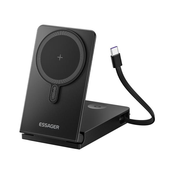 ESSAGER ES-D019 10000mah Wireless Magnetic Power Bank with TYPE-C Input Interface and ABS Aluminum Alloy