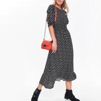 China Women Elegant Short Sleeve  Polka Dot Casual Maxi Dresses With 100% Viscose on sale