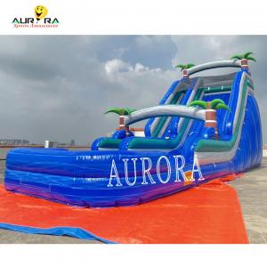 China Blue Dual Lane Inflatable Water Slide PVC Kids Backyard Inflatable Slide supplier