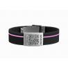 Black band pink line silicone children ID bands with emergency id tags