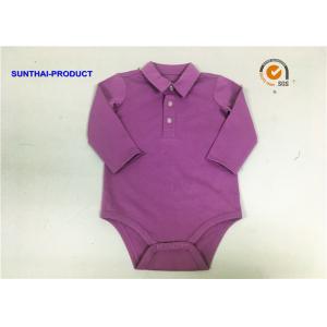 China Customized Newborn Baby Bodysuits Polo Collar Plastic Buttons Baby Boy Long Sleeve Onesies supplier