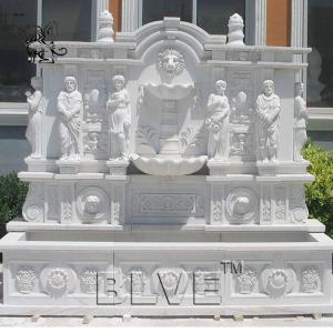 BLVE Large Natural Stone Wall Water Fountain White Marble Figure Relief Fountains Hand Carved Modern Home Decoration Cus