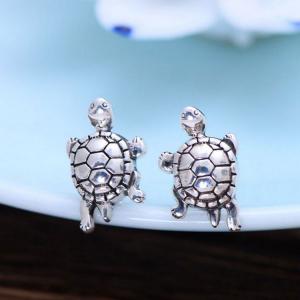 Retro Silver Earrings Tortoise Design (XH056431W)