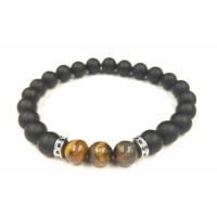 2019 New Multi Color Men Lava Stone Stretch Bracelet Bead Natural Agate With Crystal