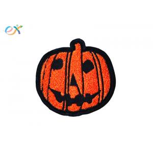 Chenille Thread Towel Custom Embroidery Patch Felt Orange Pumpkin Halloween For Hats Logo