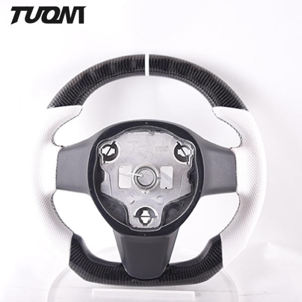 China Round Black White Tesla Carbon Steering Wheel Sport Style For Model 3 X Y wholesale