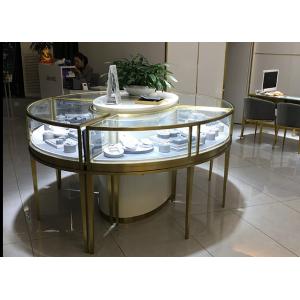 China Shop Middle Island Round Jewelry Display Fixtures Custom Golden SS Jewellry Display Shelf supplier