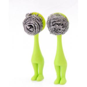 No Peculiar Smell Stainless Steel Scrub , Antibacterial Stainless Steel Scourer With Handle