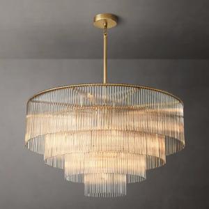 Copper Glass Crystal Chandelier Ceiling Light Amadeo Round Chandelier 40''