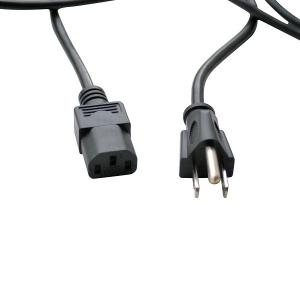3 Prong Computer Power Cable , Flat Plug Extension Cord Custom Color