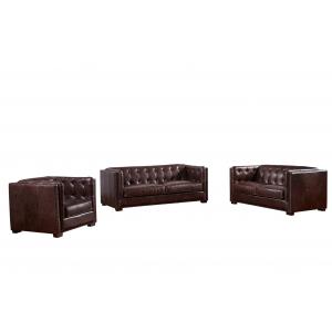 China 5 Star Hotel Full Soft Leather Sofa Set , Chocolate Brown Leather Couch American Style supplier