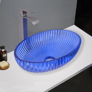 Luxury Glass Vessel Basins No Overflow No Hole Faucet Mounting Countertop Mounted Wash Basins