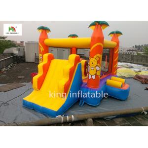 Yellow Cartoon Inflatable Jumping House With Climb Slide Outdoor Entertainment