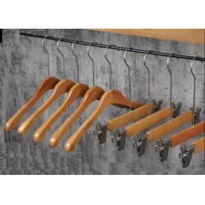 Garment Shop Non Slip Clothes Hangers With Two Clips Birch Solid Wood Material
