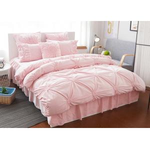 China Pink / Blue / White Ruched Home Comforter Bedding Sets 4 Pcs 100% Cotton supplier