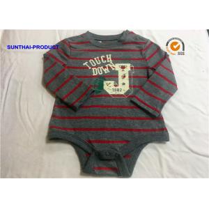 China Feeder Stripe Heather Gray Ground Long Sleeve Bodysuit Baby Boy OEM / ODM Avaliable supplier