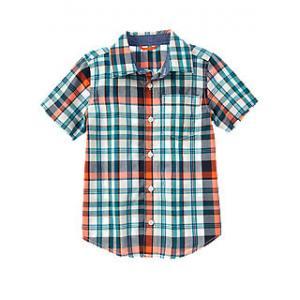 China boy woven short sleeve shirt, boy shirt, 100% cotton poplin ,4-10T supplier
