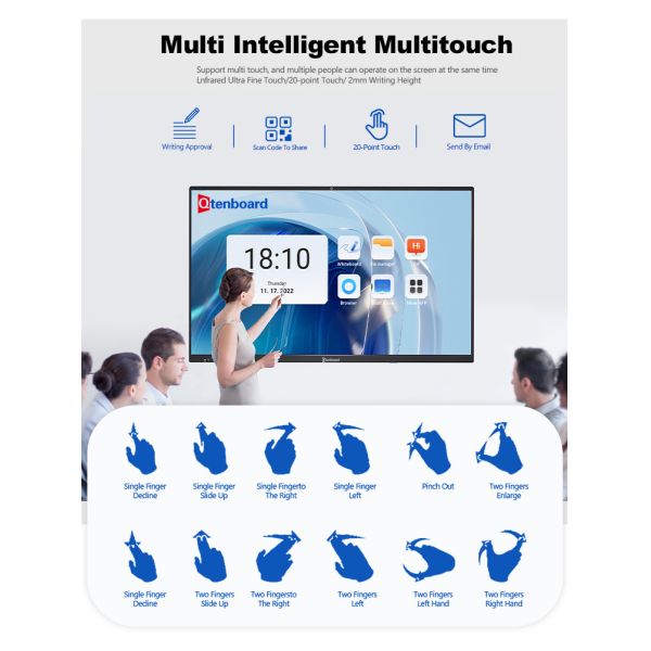 China Qtenboard IWB IR インタラクティブなホワイトボード スマート, 86 96 102 インチ フィンガータッチホワイトボード wholesale