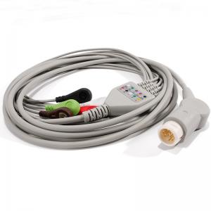 HP ECG EKG Cable VM4 VM6 VM8 MP20 MP30 ECG Cable In Snap AHA Type Terminal