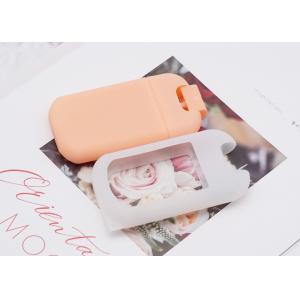 Atomizador anaranjado plástico del espray de perfume con la tarjeta de crédito de goma del caso