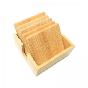 Lfgb 4" Bamboo Coasters With Matching Coaster Holder Sleek