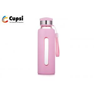 China 350ml High Borosilicate Glass Water Bottle With Insulated Silicone Sleeve supplier