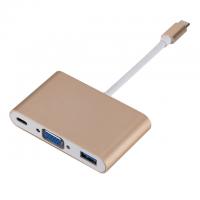China Macbook Gold Ultra Thin Powered 10Gbps 3 In 1 USB C HUB on sale