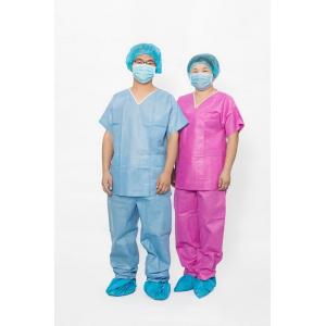 China S-XXL Disposable Scrub Suits Waterproof Round Neck Long Pants Protection supplier