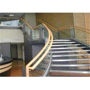 Prefab Apartment Building Curved Stairs Clear Finish , Arc Shaped