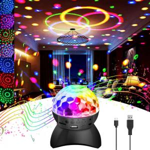 LED Stage Light With Wireless Bluetooth Speaker for Party Bar Club Rechargeable RGB Crystal Magic Ball Light Disco Light
