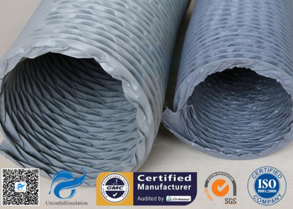 6" Grey PVC Coated Fiberglass Fabric Flexible Air Duct For Fume Extraction