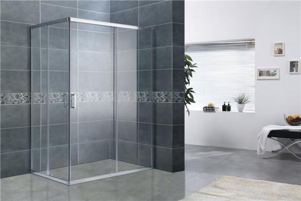 Bright Silver Rectangular Shower Enclosure 6MM Tempered Glass EN12150 For Home /