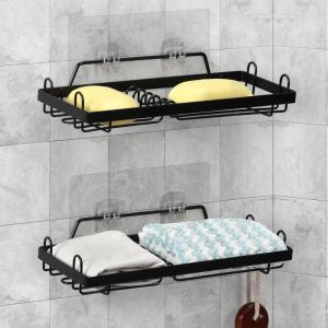 Rustproof and Fast Draining 2 Pack Shower Soap Holder with Hooks for Kitchen and Bathroom