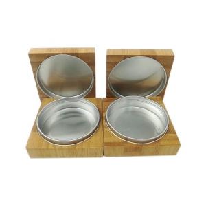 China Empty Cosmetic Jars Aluminium Containers with bamboo cover / eye shadow powder supplier