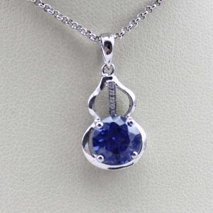 China Fashion Silver Jewelry 7mm Blue Cubic Zircon Stones Pendant(PSJ0415) supplier