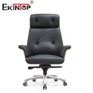 Business Style Black Office Leather Chair Metal Leg with Wheels