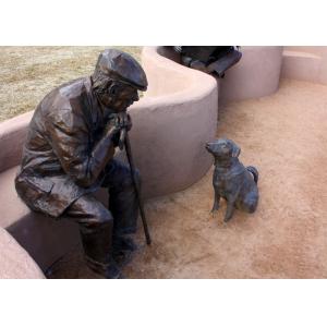 China Old Man And Dog Bronze Statue For Home Garden Public Decoration supplier