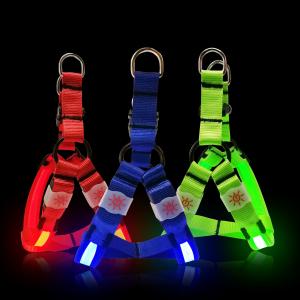 Fishing Net Reflective Rechargeable LED Dog Harness Double Adjustable Buttons