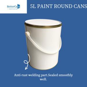 5L Empty Paint Tins Round Metal Cans For Packaging ISO9001
