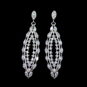 China Wedding Design Silver Chandelier Earrings / Cubic Zirconia Drop Earrings For Bridal supplier