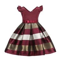 China Children'S Dress Clothing Summer Flying Sleeve Striped Girls' Dresses 2-12 on sale