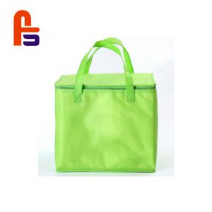 China Recyclable Green Color Printing Insulated Cooler  For Lunch And Drink Fabric Shopping Bag supplier