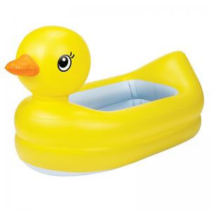 New arrival cute yellow animal duck design pvc inflatable swim bathtub for baby spa