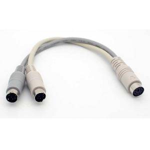 6 inch PS/2 6 Pin Mini-Din Y  Splitter Female to dual male Cable