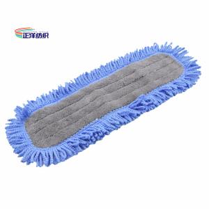 6"X18" Dust Cleaning Mop Grey Fleece Blue Fringe Floor Cleaning Mop Head